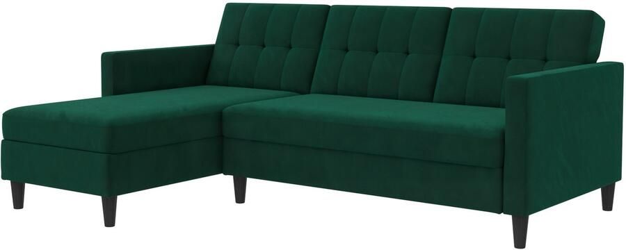 Notio Living Loft24 Hartford Slaapbank 3 zits met opbergruimte in linnen look donkergroen (82 x 213 x 153 cm) - Foto 13