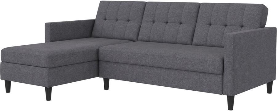 Notio Living Loft24 Hartford Slaapbank 3-zits met opbergruimte in linnen look grijs (82 x 213 x 153 cm)