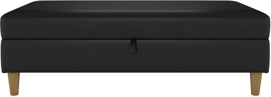 Loft24 Hartford|Poef met opbergruimte in kunstleer zwart