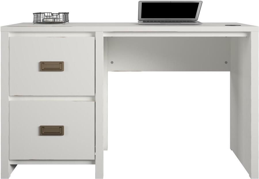Loft24 Bureau op voetstuk met 2 lades in wit MDF