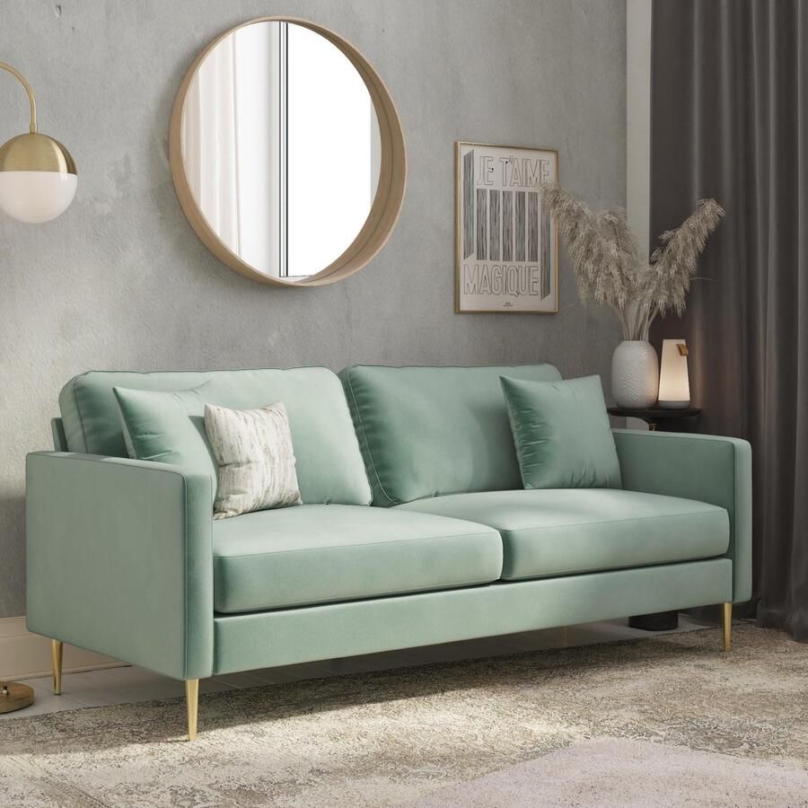 CosmoLiving by Cosmopolitan 3-zitsbank HIGHLAND gemakkelijk te onderhouden veloursovertrek zacht verdikte zitting en rugleuning zithoogte 46 cm (1 stuk)
