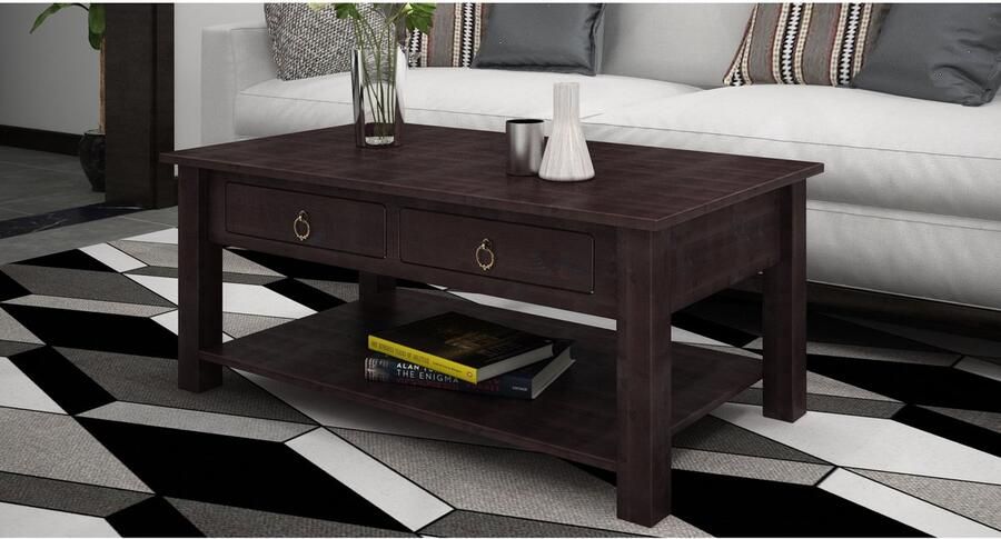 Loft24 Ines Koffietafel met 2 Laden in Pijnboom Donkerbruin - Foto 2