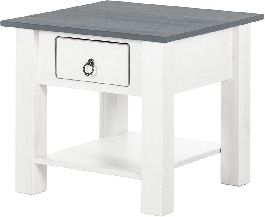 Loft24 Ines Koffietafel met 1 Lade in Pijnboom Wit en Grijs