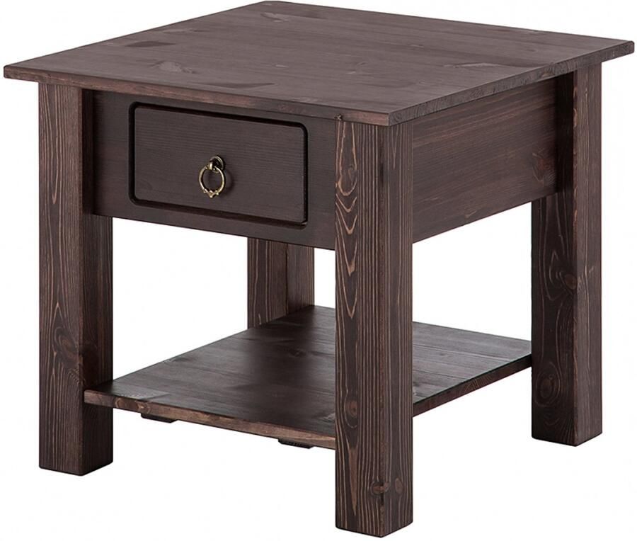 Loft24 Ines Koffietafel met 1 Lade in Pijnboom Donkerbruin