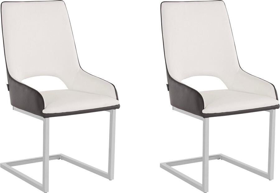 Loft24 Irma|Eetkamerstoelen Set van 2 in PU Zwart en Wit