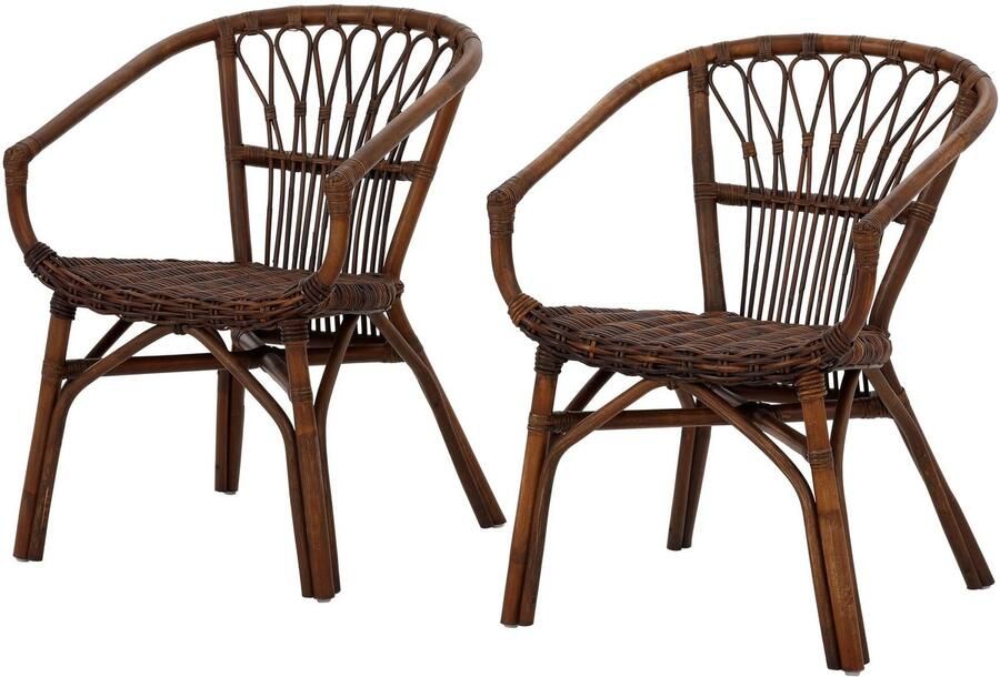 Loft24 Kali|Eetkamerstoelen Set van 2 in rotan bruin