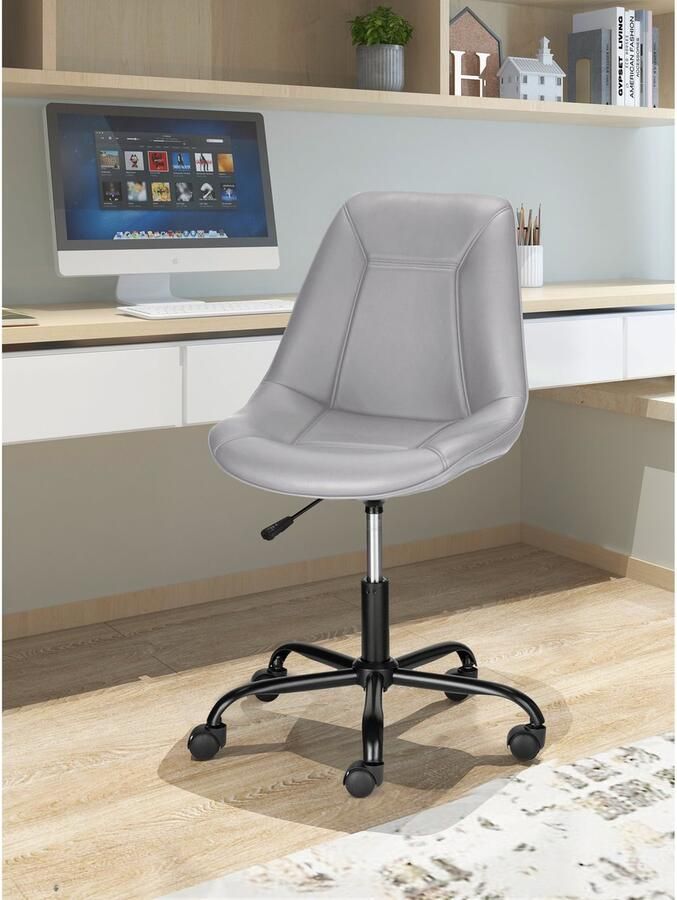 Loft24 Kenny|Gestoffeerde bureaustoel in PU Grijs