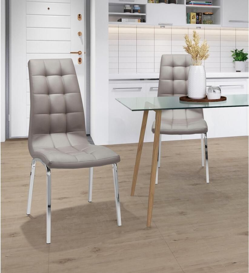 Loft24 Lila|Gestoffeerde eetkamerstoelen set van 2 in PU bruin