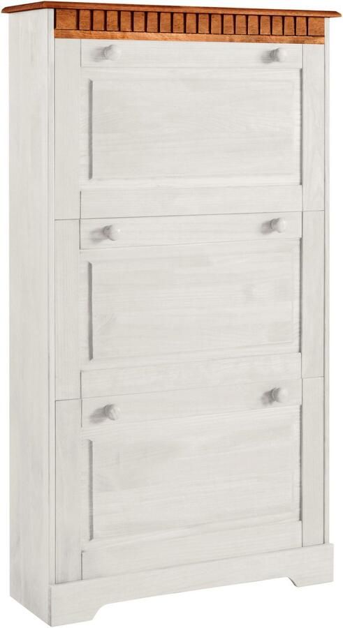 Loft24 Lisa|Schoenkast met 3 kleppen in with gelakt grenen