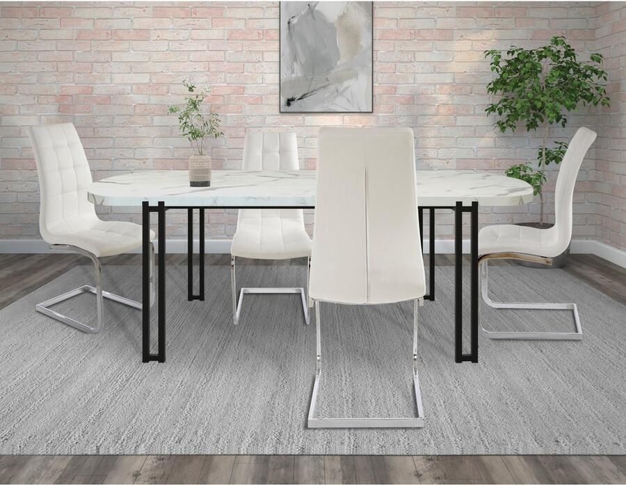 INOSIGN Vrijdragende stoel Lola set van 2 of 4 bekleding van imitatieleer of fluweelstof chroom metalen frame (set) - Foto 3