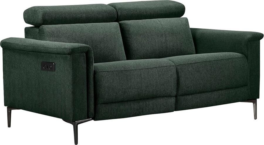 Loft24 Lund 2-zitsbank met 1 handmatige relaxfauteuil in donkergroene stof