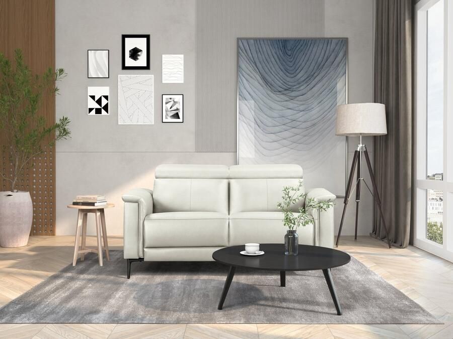 Loft24 Lund|2-zitsbank met 1 handmatige relaxfauteuil in crème PU