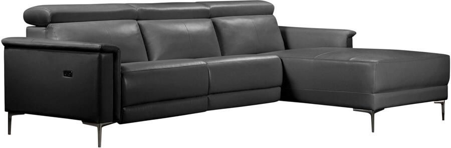 Loft24 Lund|Chaise Lounge Sofa met 1 Elektrische Relaxfauteuil in Zwart LeaPU