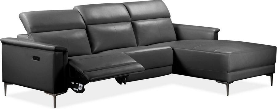Loft24 Lund|Chaise Lounge Sofa met 1 Elektrische Relaxfauteuil in Zwart LeaPU - Foto 2