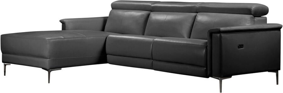 Loft24 Lund|Hoekbank 3-zits met 1 elektrische relaxfauteuil in PU zwart