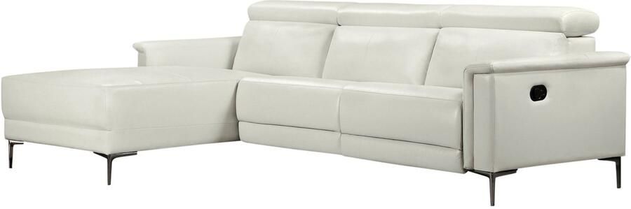 Loft24 Lund|Hoekbank 3 zits met 1 manuele relaxfauteuil in PU crème