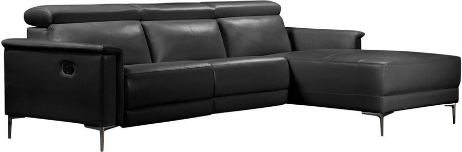 Loft24 Lund|Hoekbank 3 zits met 1 manuele relaxfauteuil in PU zwart