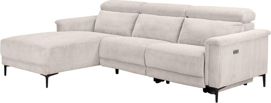 Loft24 Lund|Hoekbank 3-zits met elektrische functie in corduroy crème