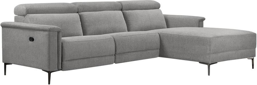 Loft24 Lund|Hoekbank 3-zits met handmatige functie in stof lichtgrijs