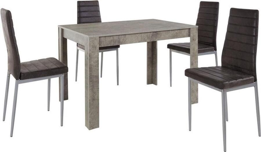 Loft24 Lynn & Kate|Set van Eettafel 120x80cm met 4 Stoelen Antraciet