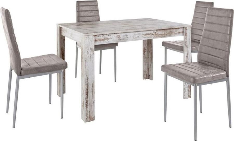 Loft24 Lynn & Kate|Set van Eettafel 120x80cm met 4 Stoelen Lichtgrijs