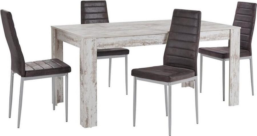 Loft24 Lynn & Kate|Set van Eettafel 160x90cm met 4 Stoelen Antraciet