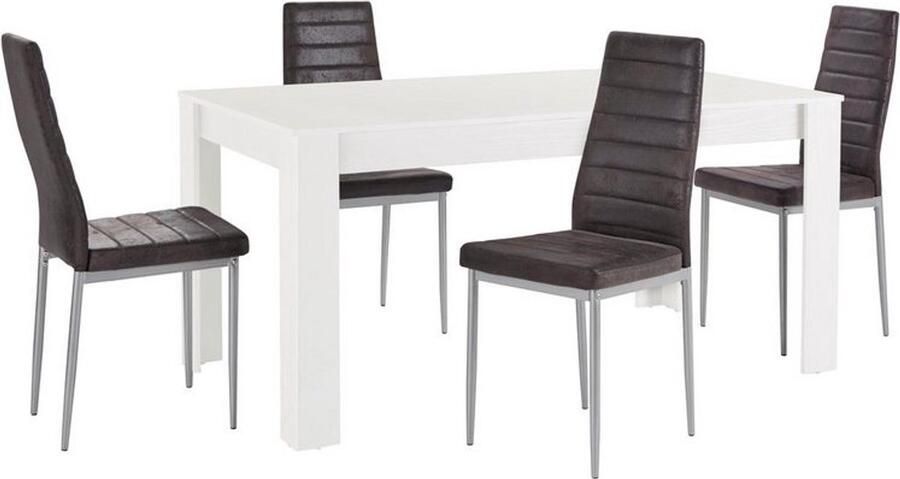 Loft24 Lynn & Kate|Set van Eettafel 160x90cm met 4 Stoelen Antraciet