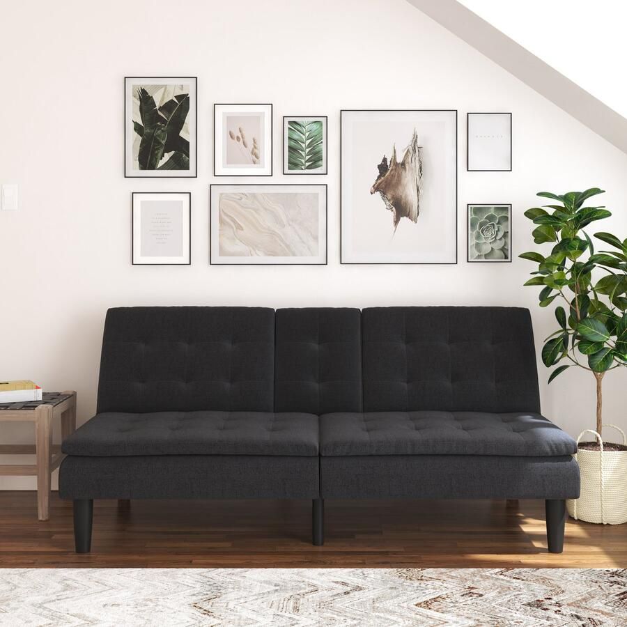 Notio Living Maine Slaapbank 3-zits in stof antraciet (81 x 191 x 91 cm)