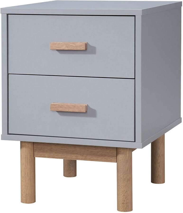 Loft24 Melanie|Nachtkastje met 2 laden in eiken spaanplaat grijs