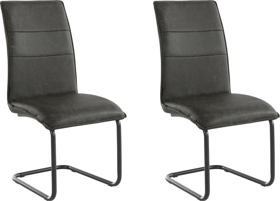 Loft24 Ashley|Gestoffeerde eetkamerstoelen set van 2 in PU antraciet - Foto 2