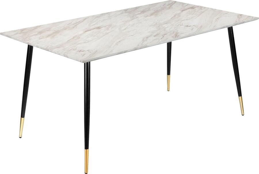 Loft24 Monza|Eettafel 120 cm 6 plaatsen in Marmer Look Zwart Goud Poten