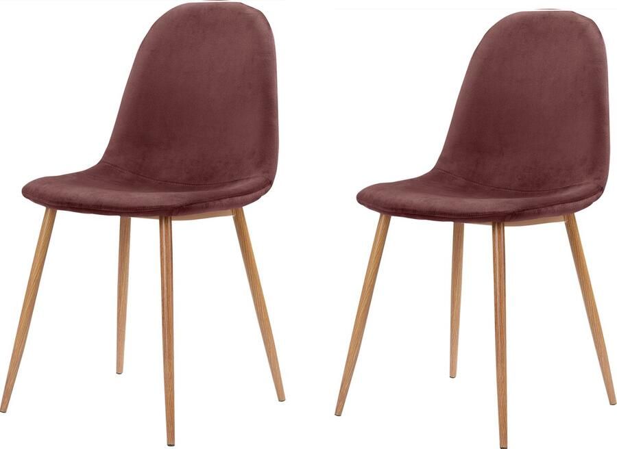 Loft24 Monza|Set van 2 roze fluwelen eetkamerstoelen