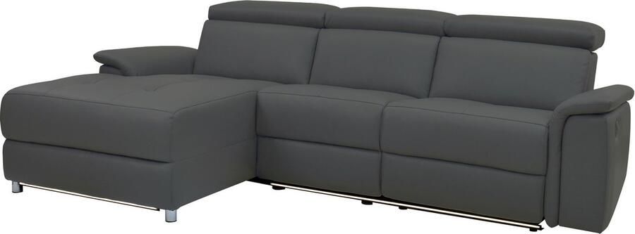 Loft24 Pareli|Hoekbank 3-zits met elektrische functie in leerPU grijs