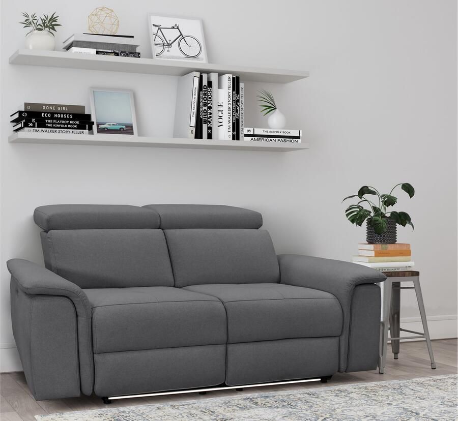 Loft24 Pareli|Sofa 2 zits met Manuel Relax-functie in stof Antraciet