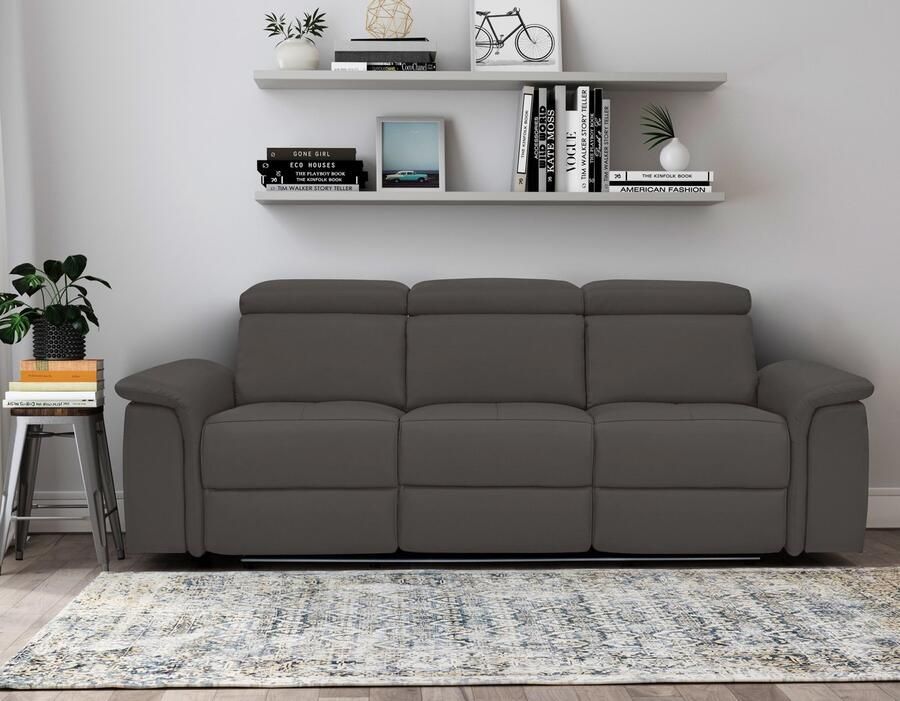 Loft24 Pareli|Sofa 3 zits met Manuel-functie in PU Bruin