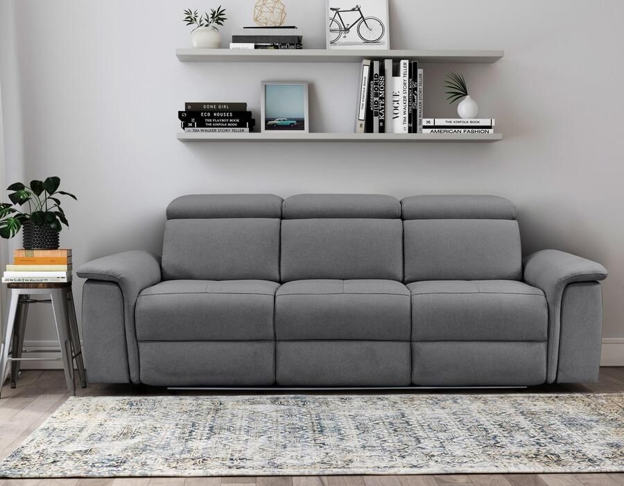 Loft24 Pareli|Bank 3-zits met manuele functie in stof antraciet - Foto 2