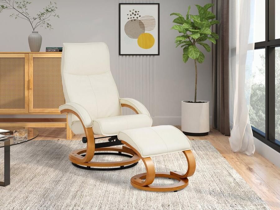 Loft24 PARIS Relaxfauteuil + Kruk Creme