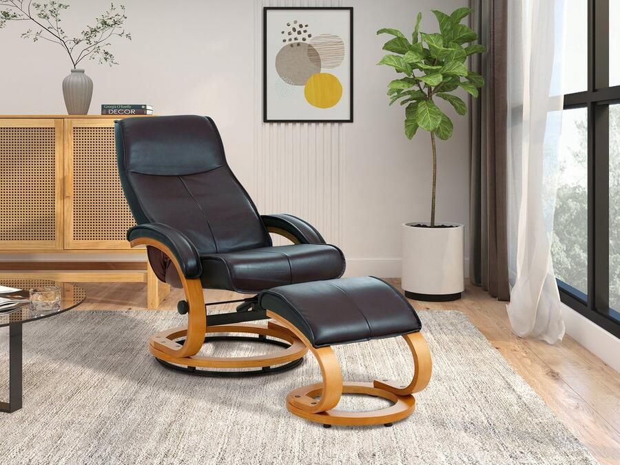 Loft24 Paris|Relaxfauteuil + kruk in PU grijs