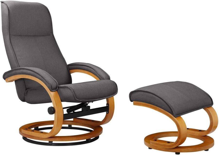 Loft24 Paris|Relaxfauteuil met hocker in antraciet stof