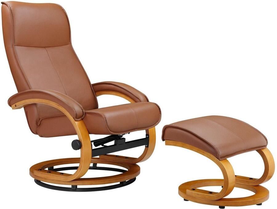 Loft24 Paris|Relaxfauteuil met hocker in cognac PU