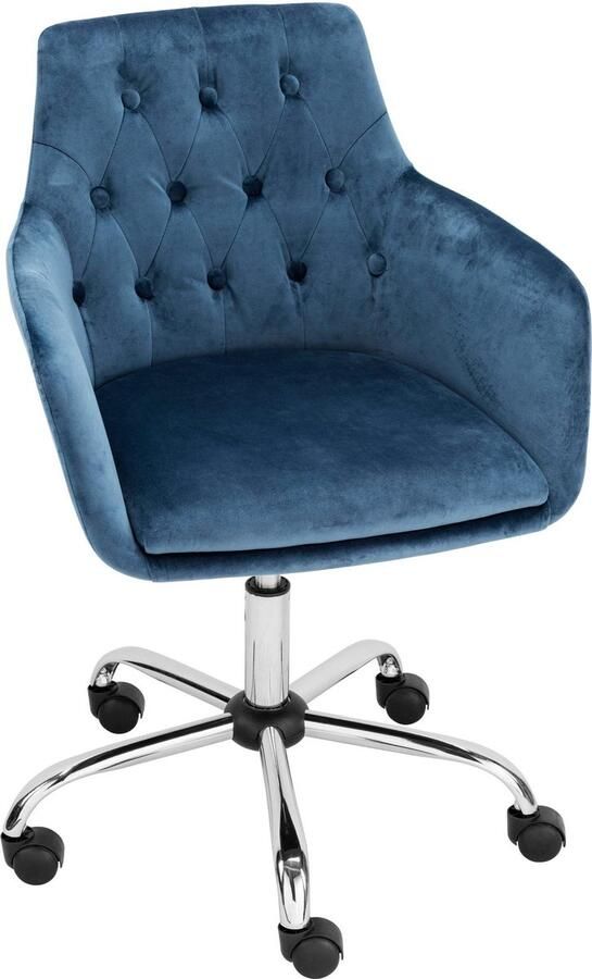 Loft24 Perry|Office Armstoel Donkerblauw Fluweel