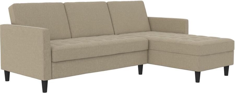 Notio Living Presley Slaapbank 3-zits met chaise longue in linnen cappuccino (82 x 213 x 154 cm) - Foto 16