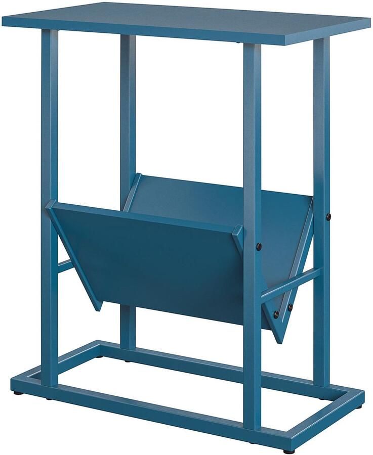 Loft24 Regal|Bijzettafel met 1 plank in blauw met metalen onderstel