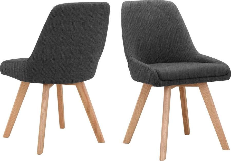 Loft24 Rudi|Eetkamerstoel met eikenhouten poten in stof antraciet