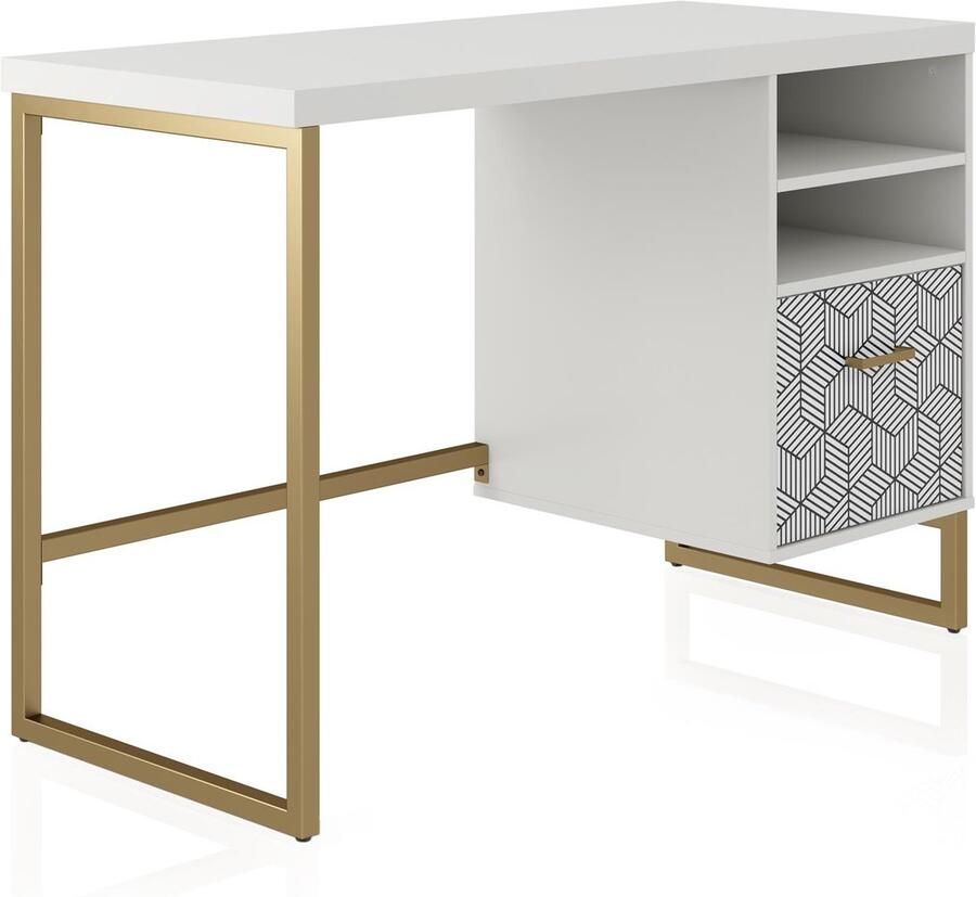 Loft24 Scarlett|Bureau met 1 lade in MDF wit