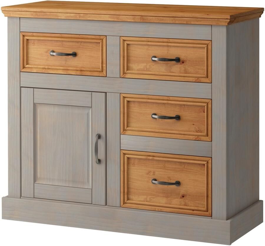 Loft24 Selma|Dressoir met 1 deur 4 laden in grenen gebeitst wasgrijs