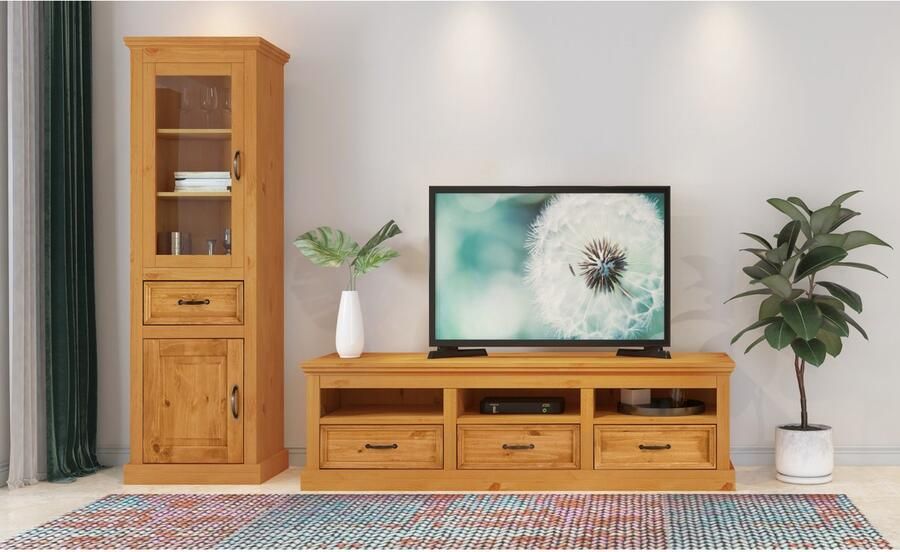 Loft24 Selma|Vitrine 1 glazen deur 1 houten deur in beitswas