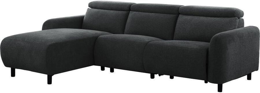 Loft24 Skaane|Hoekbank met L-vorm 274 cm elektrische functie antraciet structuur Recamiere links