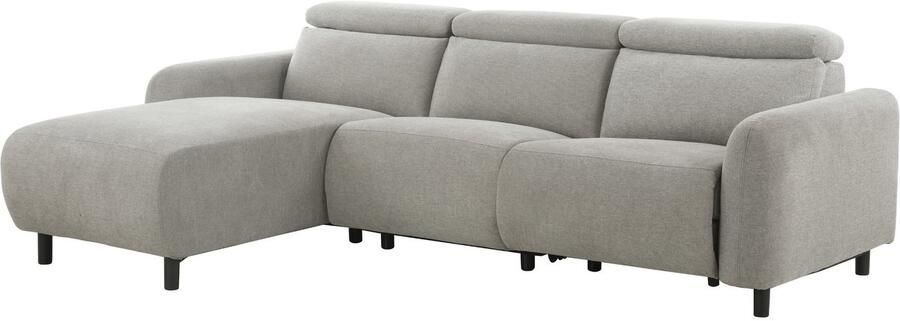 Loft24 Skaane|Hoekbank met L-vorm 274 cm elektrische functie lichtgrijze structuur Recamiere links