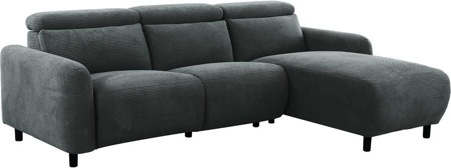 Loft24 Skaane|Hoekbank met L-vorm 274 cm elektrische functie in snoer antraciet Recamiere rechts